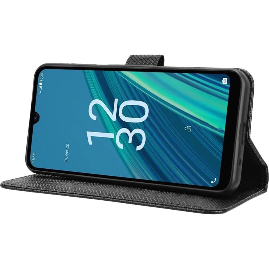 Funda de cuero PU tipo flip Elubugod para AT&T Calypso 4 negra