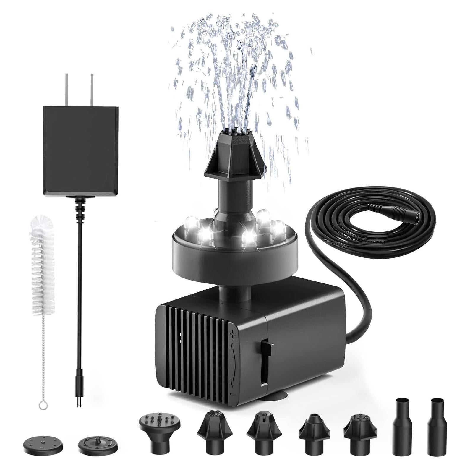 Bomba de Fuente para Baño de Aves Jutai DC 12V con LED