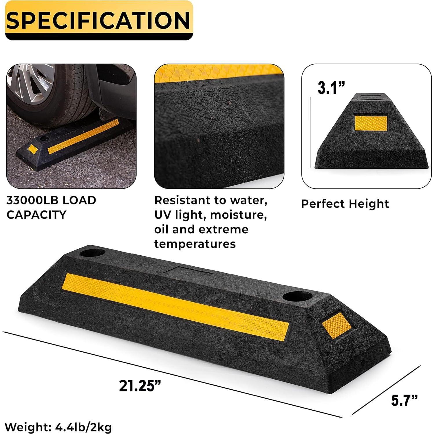 Guía de Estacionamiento de Goma ZONETECH 54.6x16cm Alta Resistencia