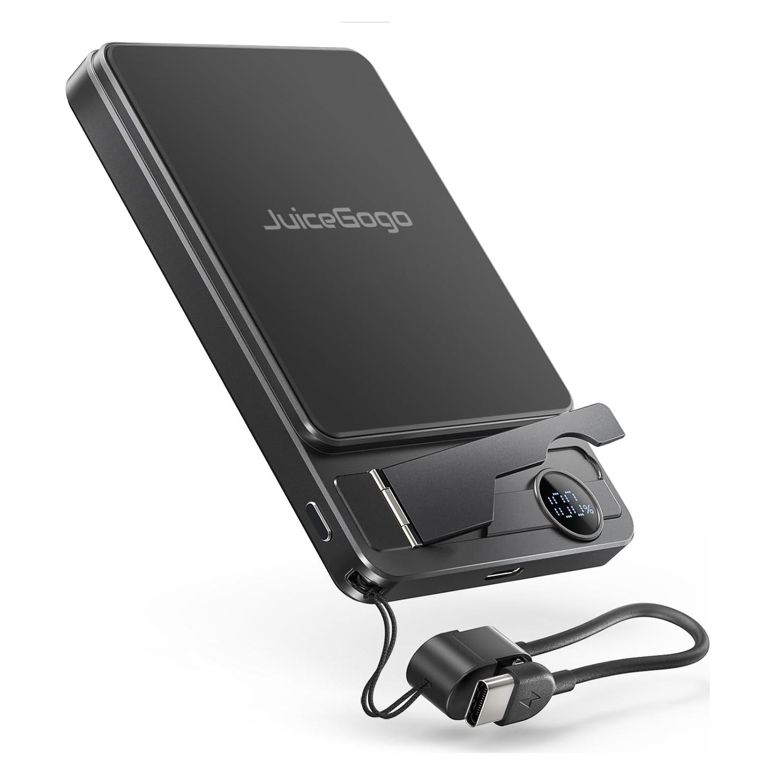 Cargador portátil JuiceGogo MagSafe 10000mAh 15W Qi2 Negro