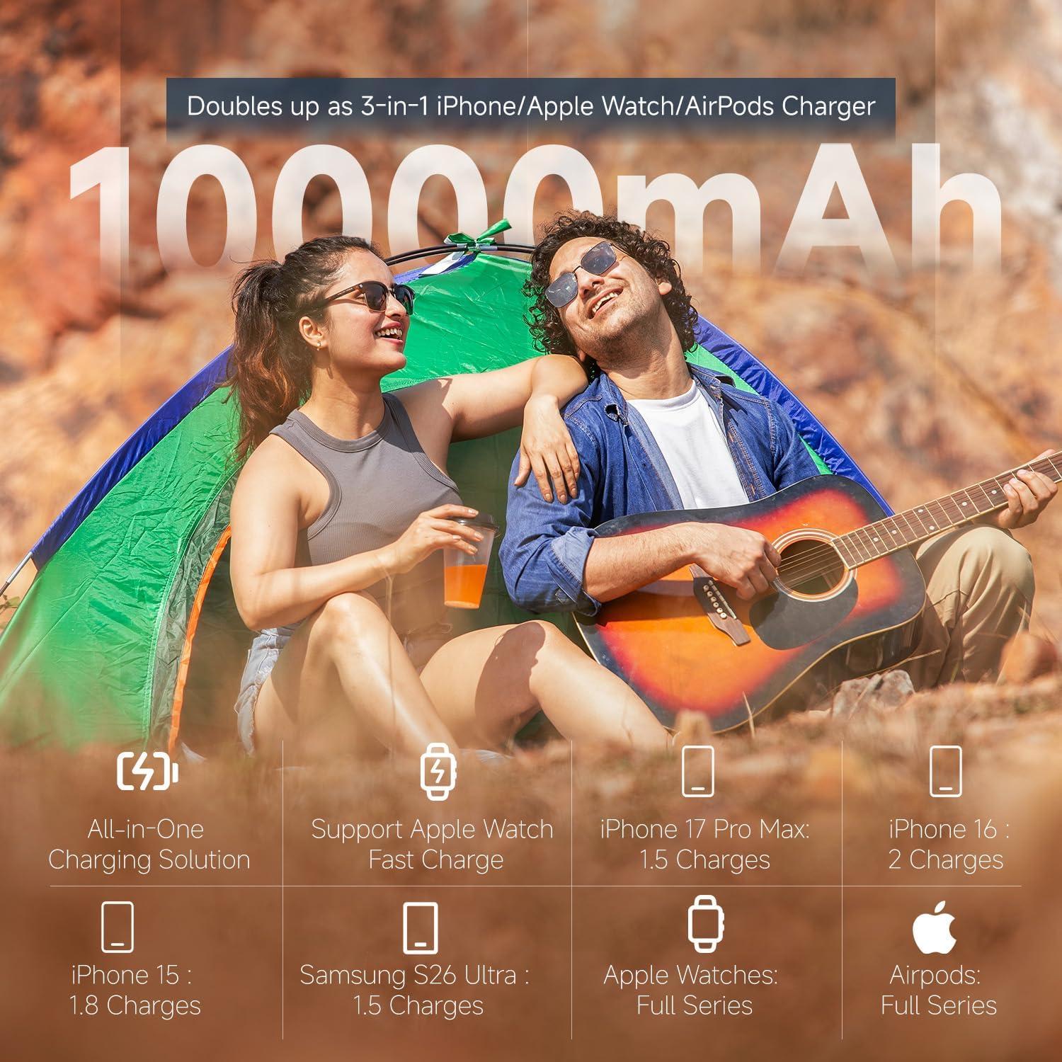 Cargador portátil JuiceGogo MagSafe 10000mAh 15W Qi2 Negro