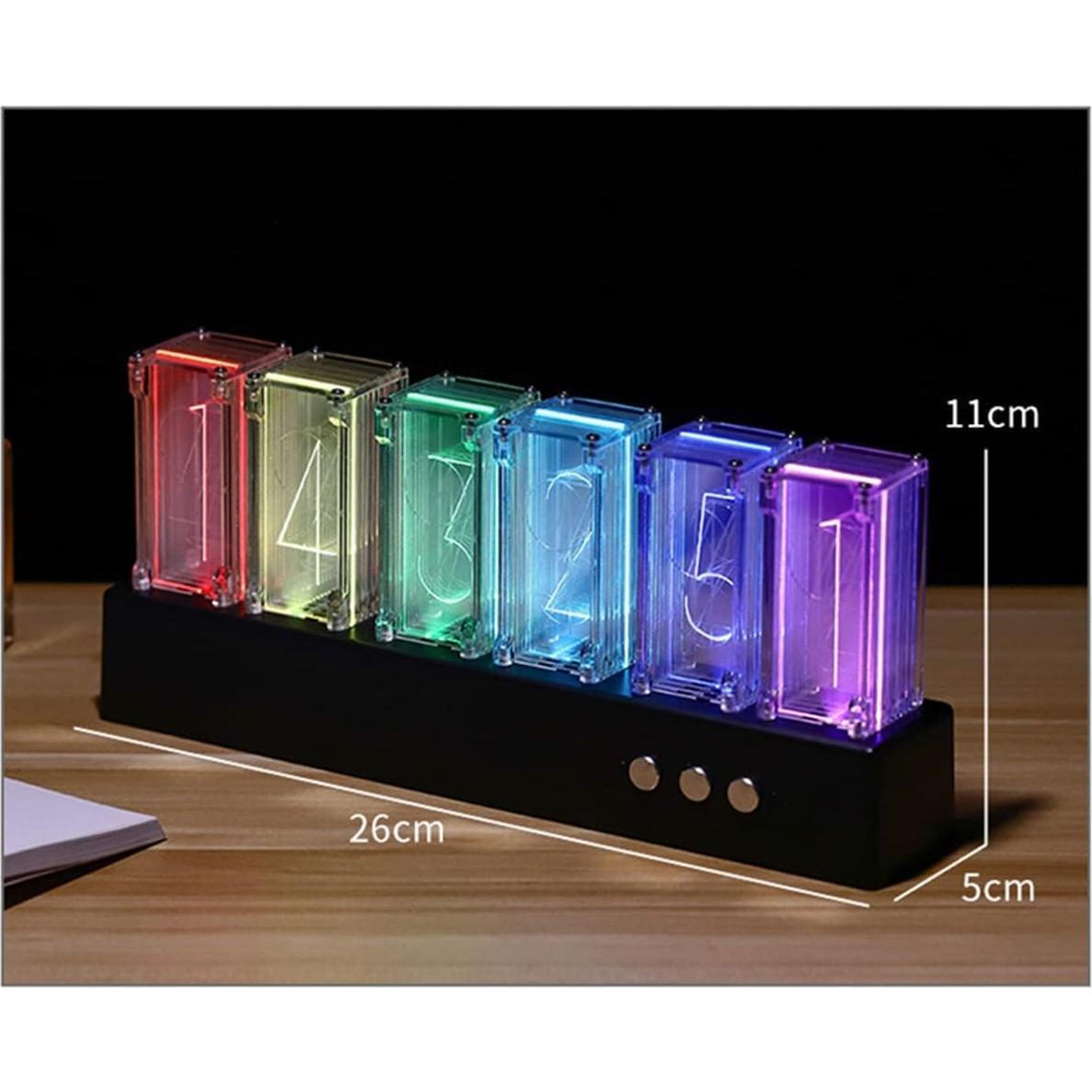 Reloj de Tubo Nixie WJFMZS LED RGB Digital 26x11 cm