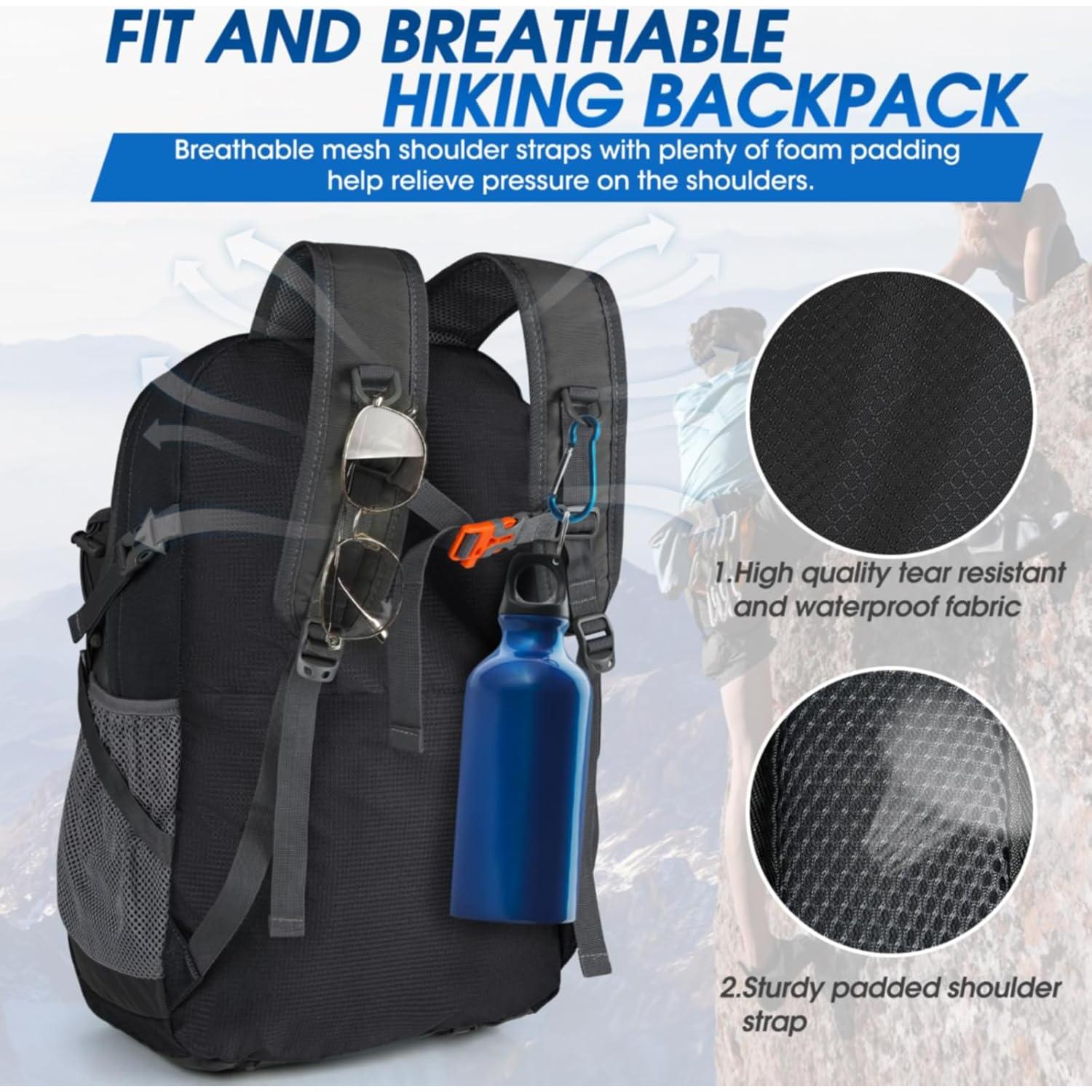 Mochila de Senderismo IGOLUMON 40L Plegable Impermeable Negra