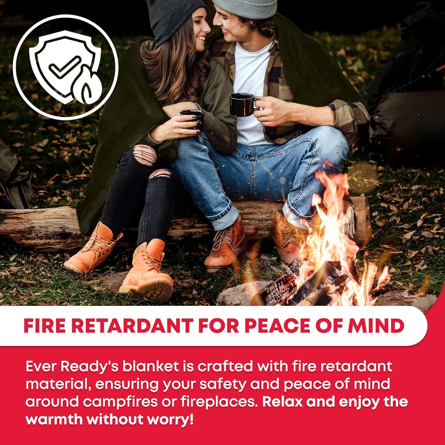 Manta Ignífuga Militar Verde Oliva Ever Ready 80% Lana