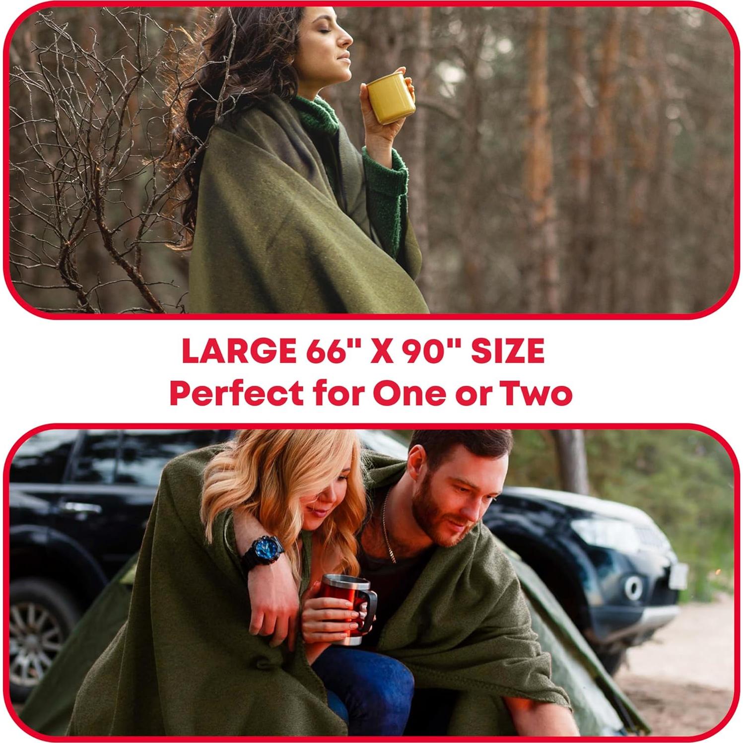 Manta Ignífuga Militar Verde Oliva Ever Ready 80% Lana