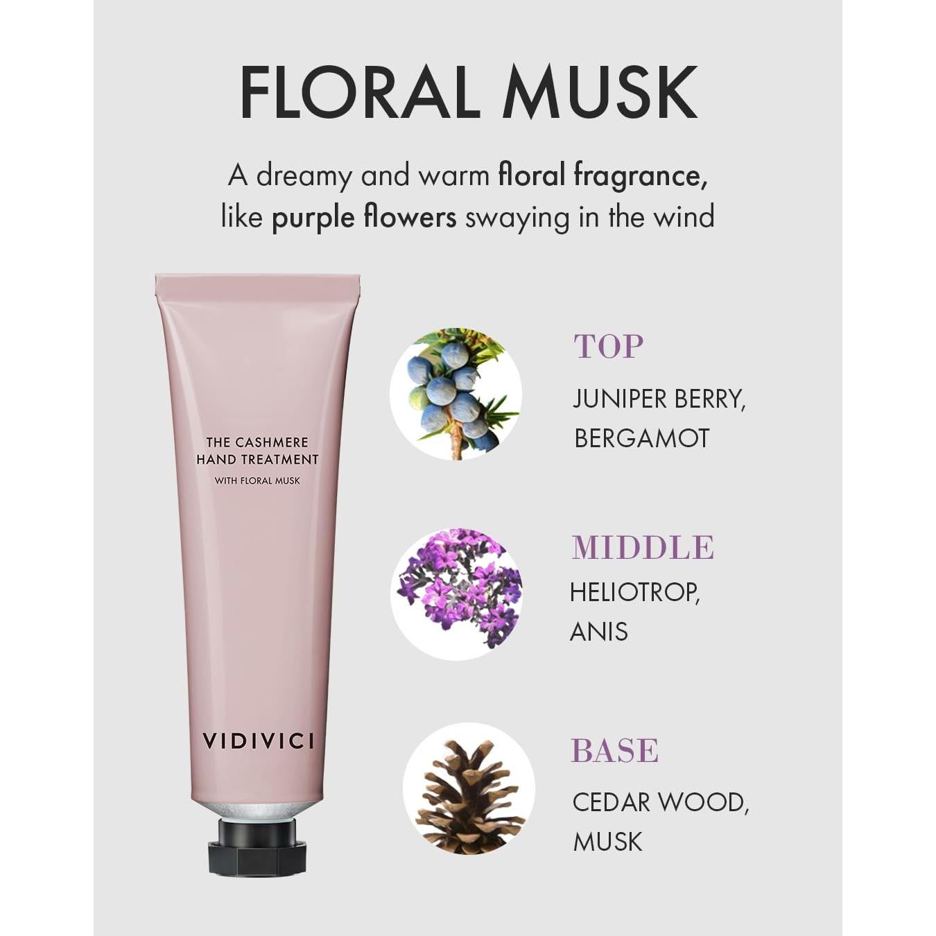 Crema de Manos VIDIVICI Cachemira 68g Hidratante Almizcle Floral