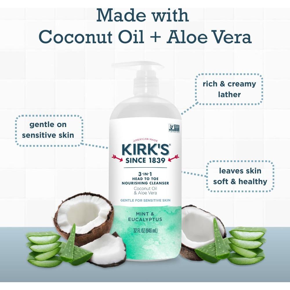 Limpiador Nutritivo 3 en 1 Kirk's 32 oz Menta y Eucalipto