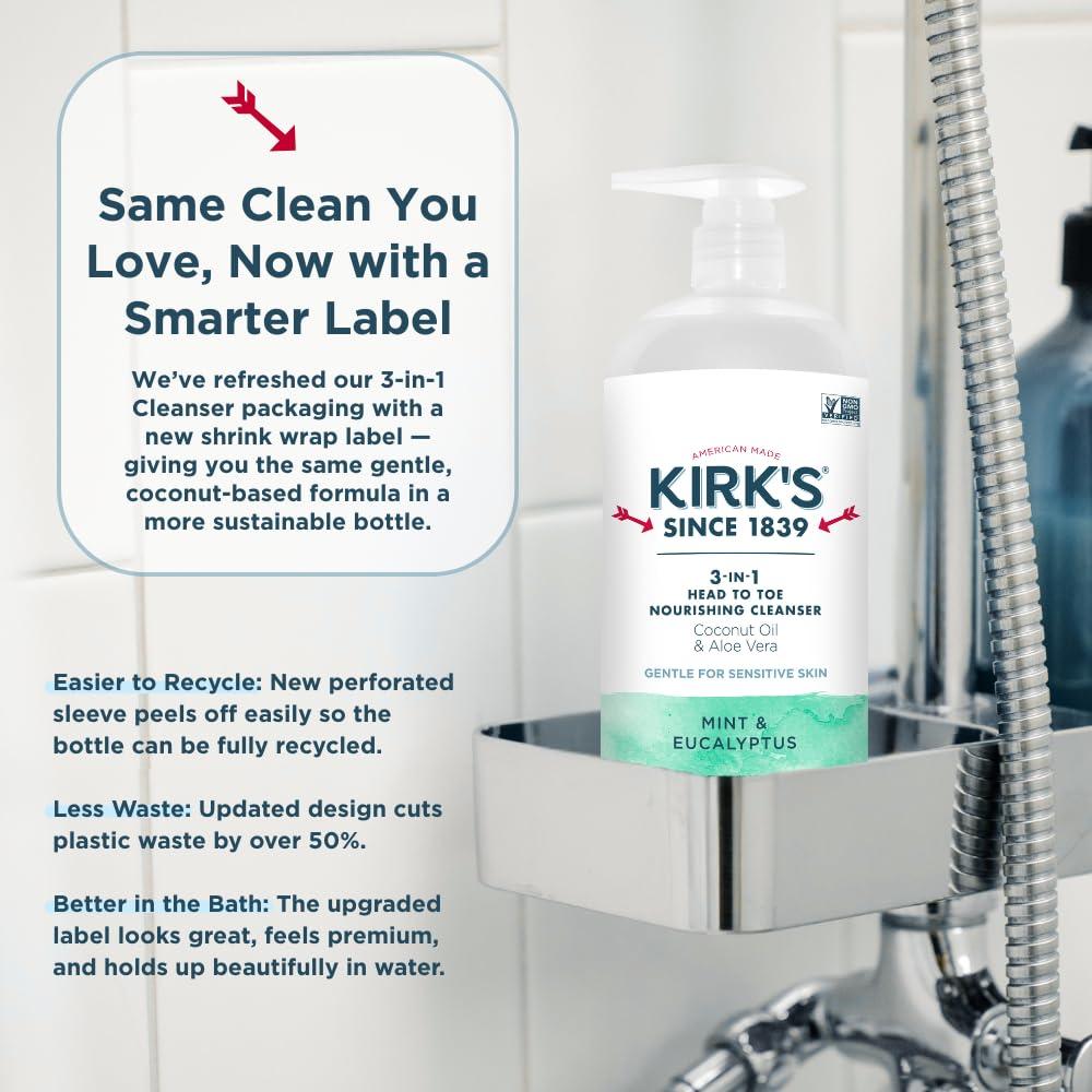 Limpiador Nutritivo 3 en 1 Kirk's 32 oz Menta y Eucalipto