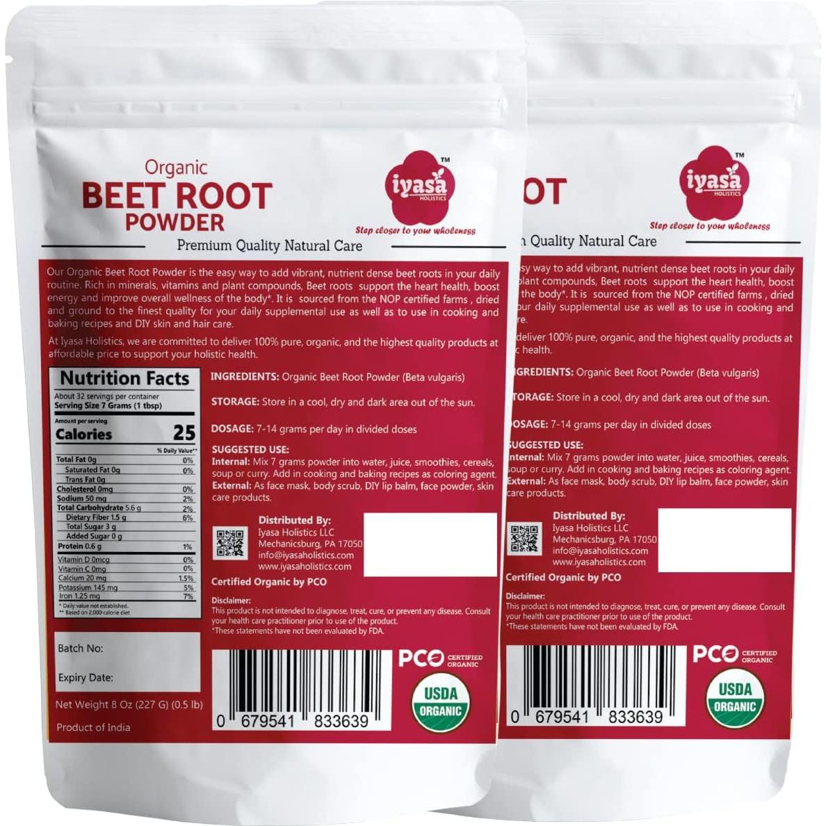 Polvo de Raíz de Remolacha Orgánica Iyasa 453g - Vegano y Sin Gluten