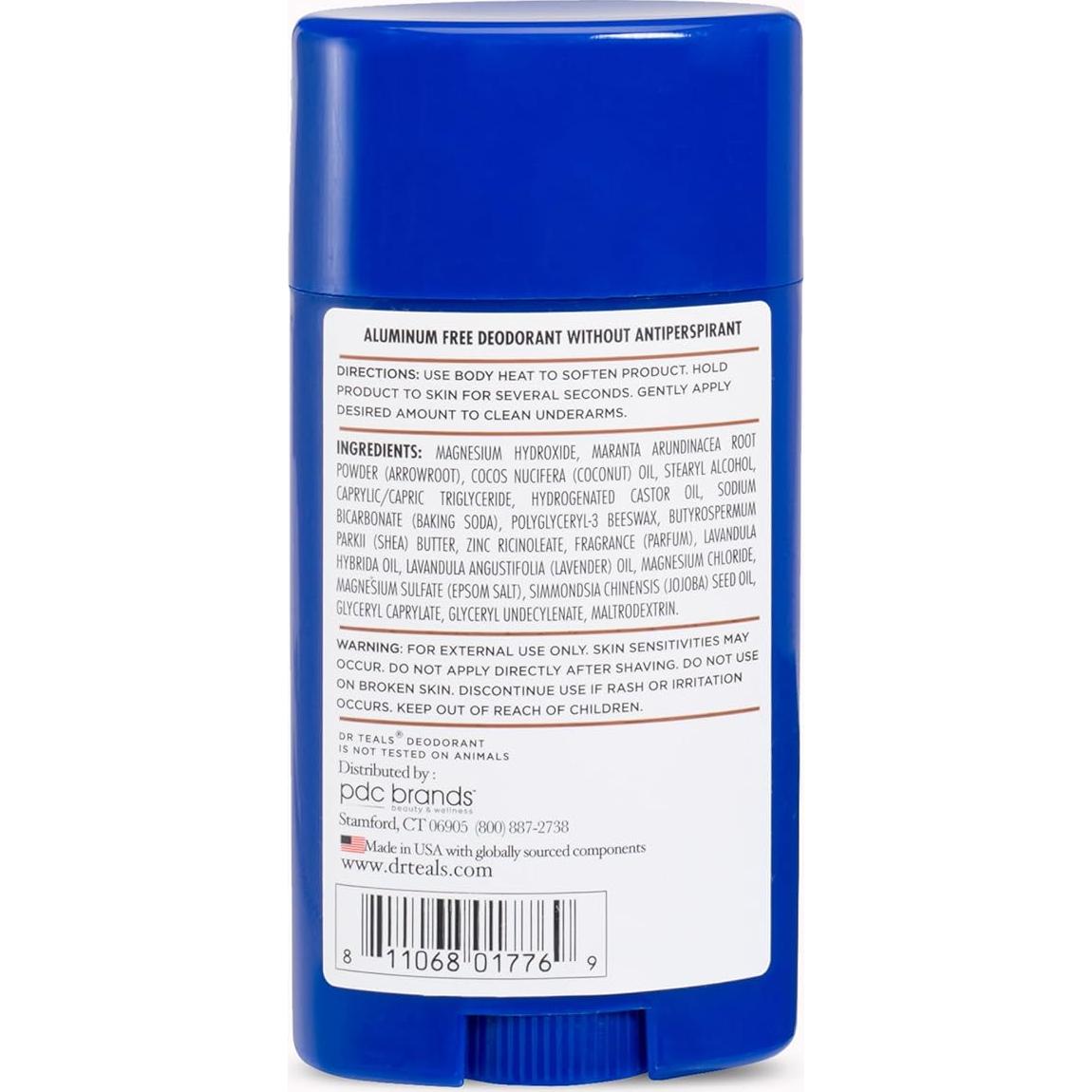 Desodorante Sin Aluminio Dr Teal's Aceite de Coco 75 g - Paquete de 3