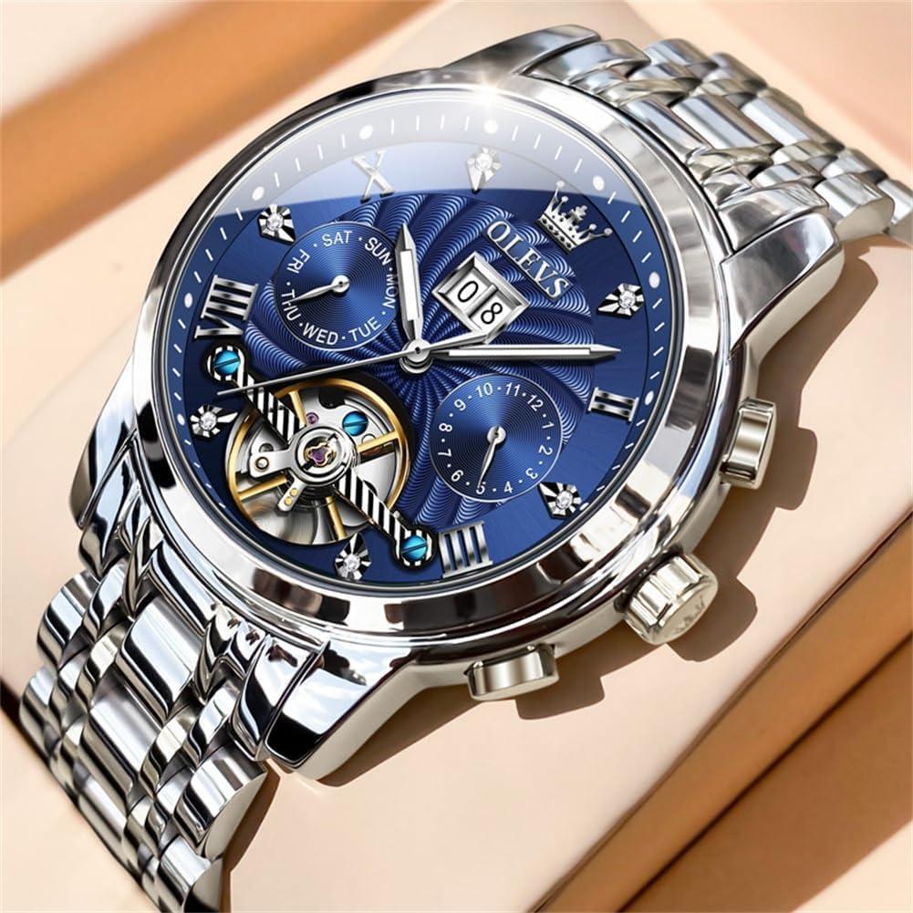 Reloj Automático OLEVS G9910 para Hombres con Tourbillon y Diamantes