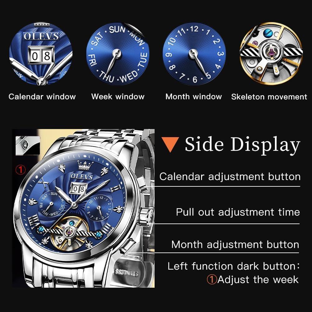 Reloj Automático OLEVS G9910 para Hombres con Tourbillon y Diamantes