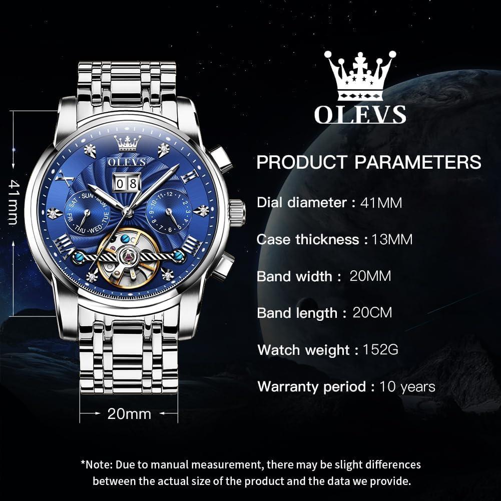 Reloj Automático OLEVS G9910 para Hombres con Tourbillon y Diamantes