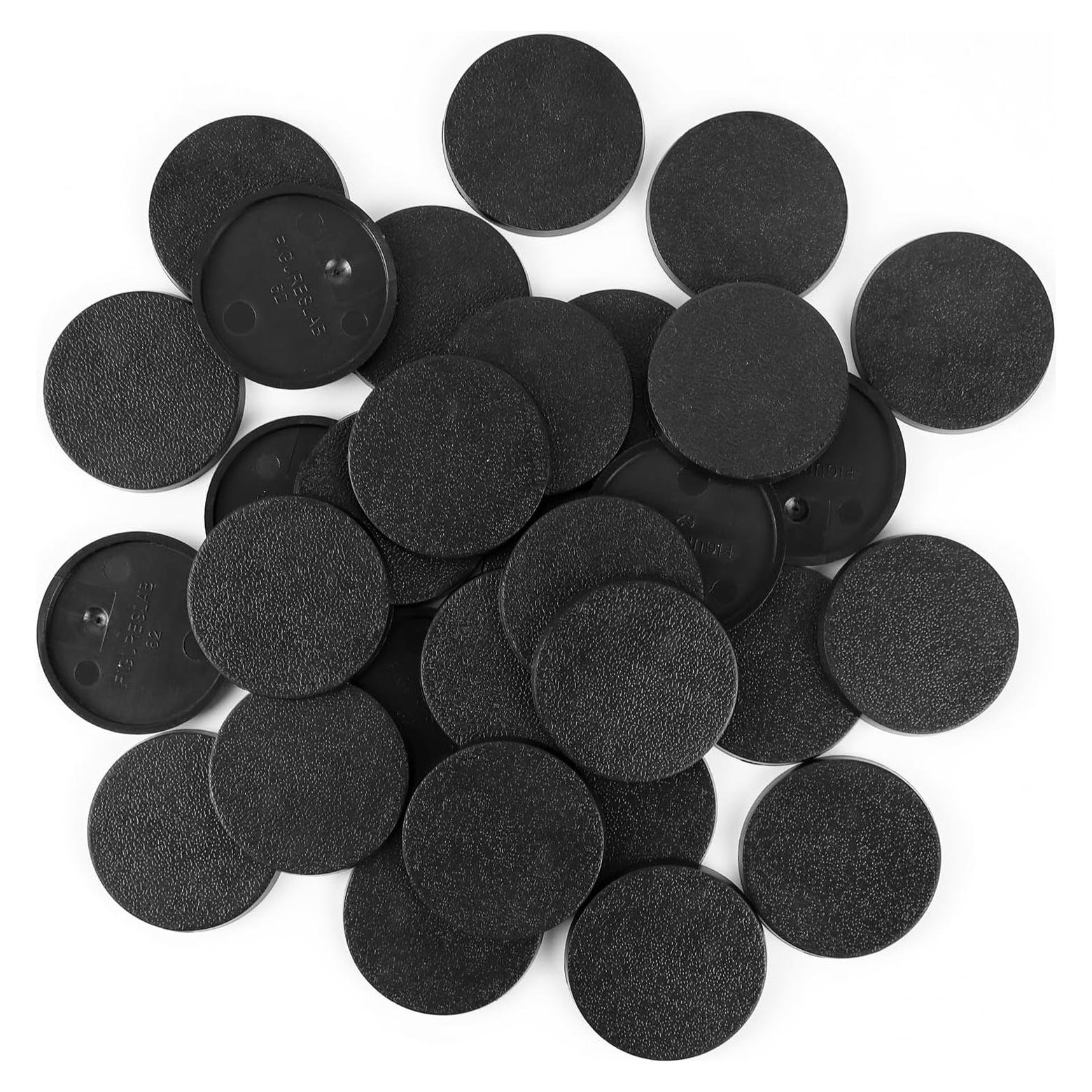 100 Bases Redondas Negras 32mm FIGURESLAB para Miniaturas