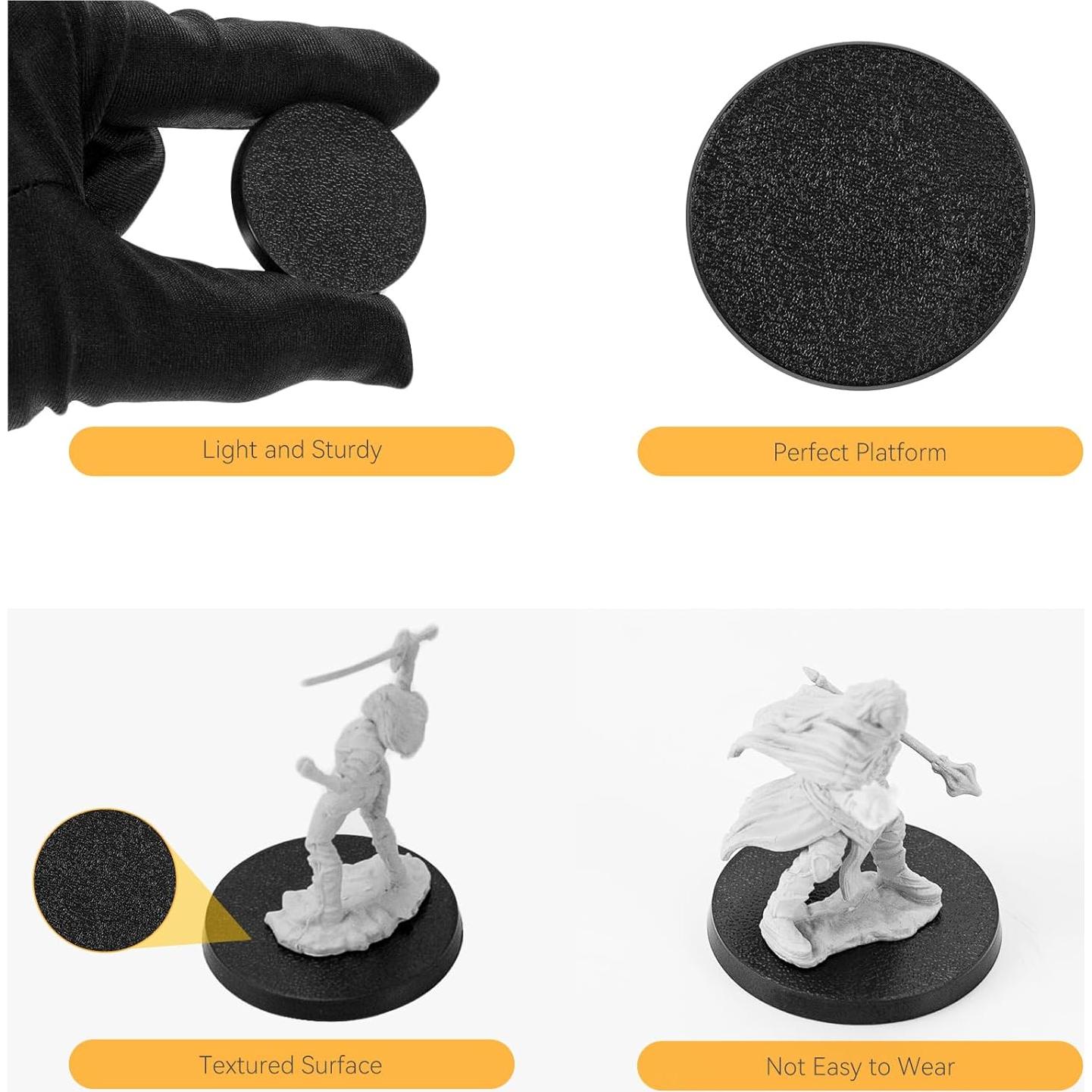 100 Bases Redondas Negras 32mm FIGURESLAB para Miniaturas