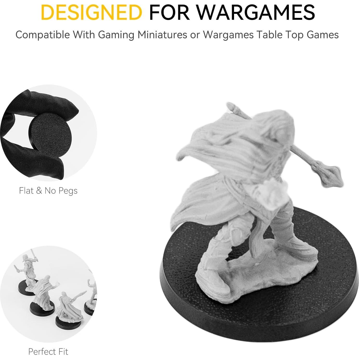 100 Bases Redondas Negras 32mm FIGURESLAB para Miniaturas