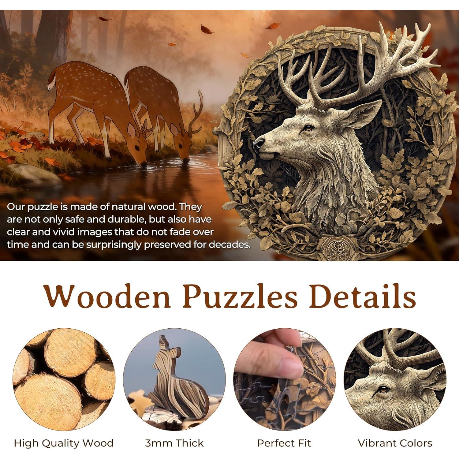 Rompecabezas de Madera 3D KAAYEE Ciervo 100 Piezas 21.6x21.1cm