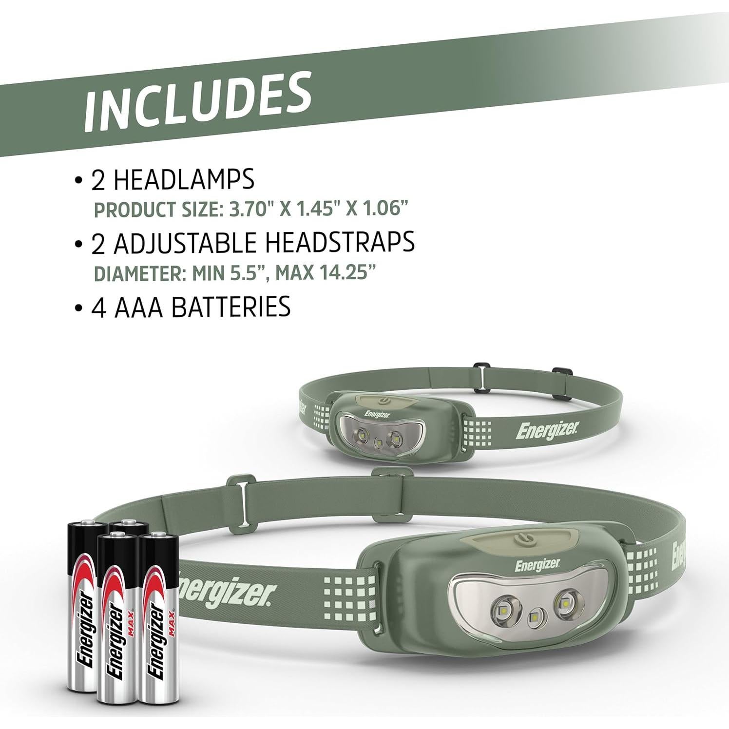 Linterna Frontal Energizer LED 100 Lúmenes Paquete de 2