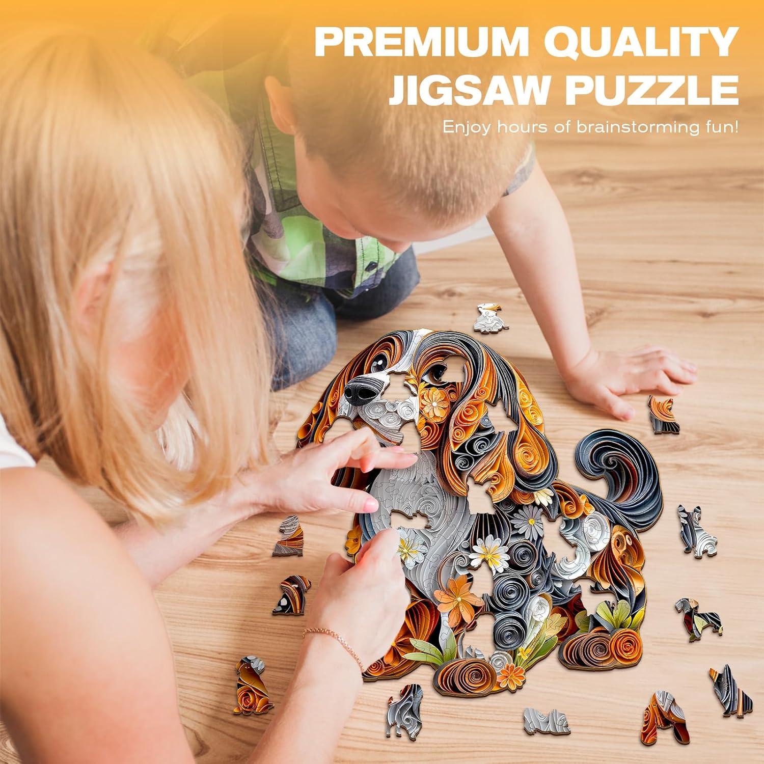 Rompecabezas de Madera DOCRAGI Perro Salchicha 95 Piezas 21.6x19.1cm