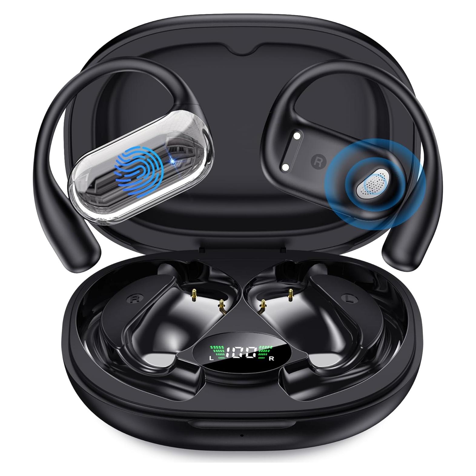 Auriculares Bluetooth 5.4 EUQQ Q16S Abiertos IPX7 50H Negro