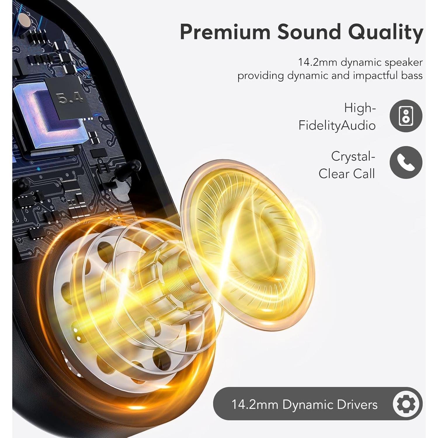 Auriculares Bluetooth 5.4 EUQQ Q16S Abiertos IPX7 50H Negro