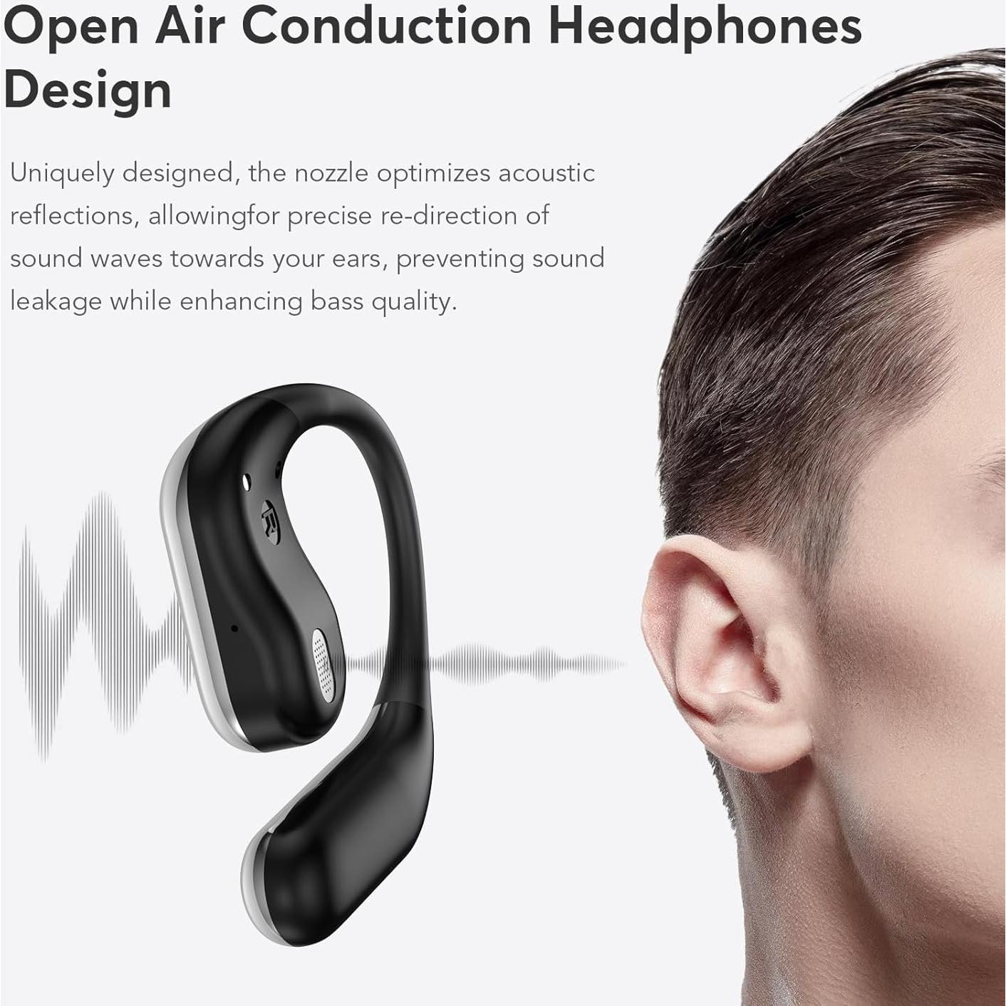 Auriculares Bluetooth 5.4 EUQQ Q16S Abiertos IPX7 50H Negro