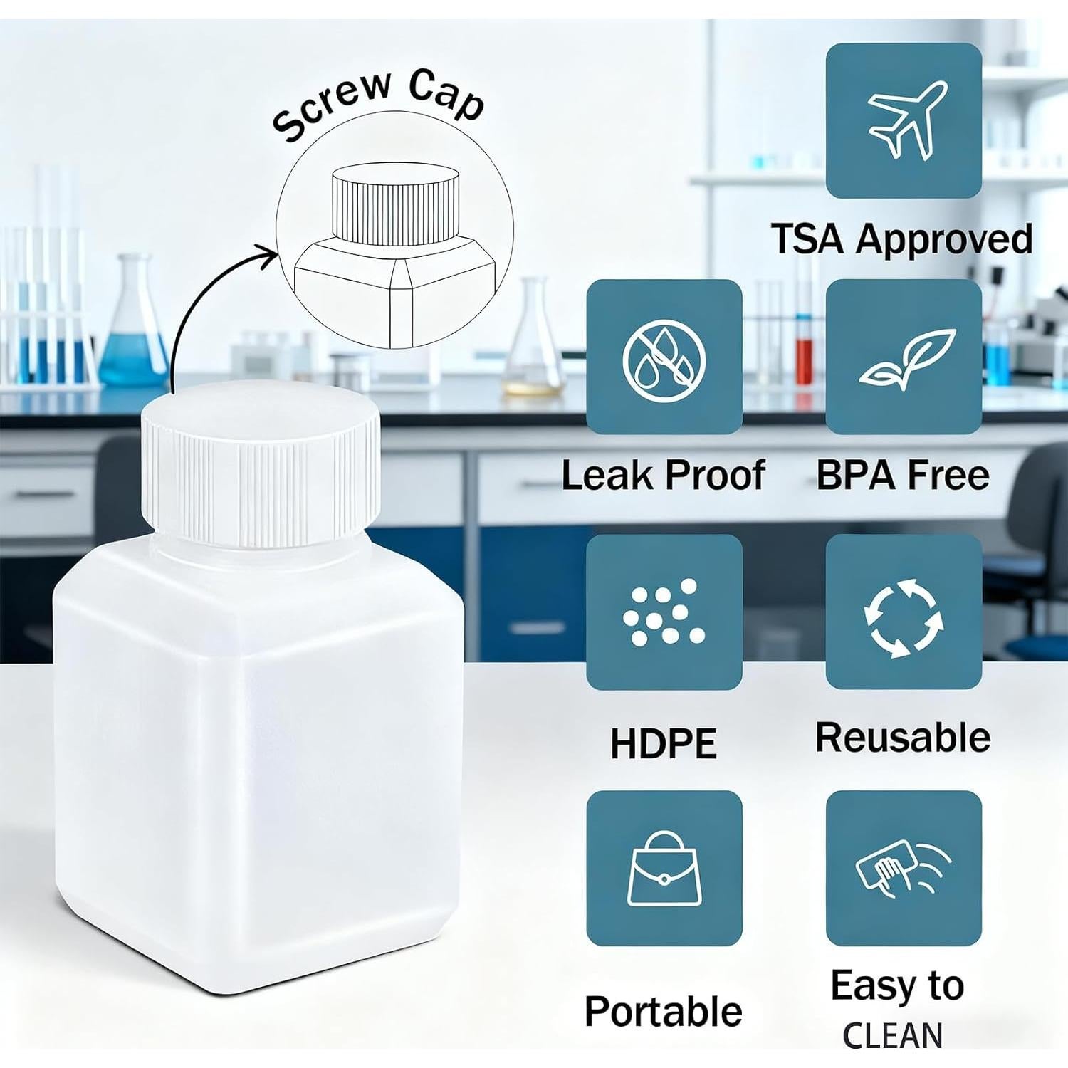 20ml Leak Proof Plastic Bottles with Caps for Liquids Sample, Reusable Small Bottles Containers for Travel, Camping and Hiking (Translucent, 10 Pcs)