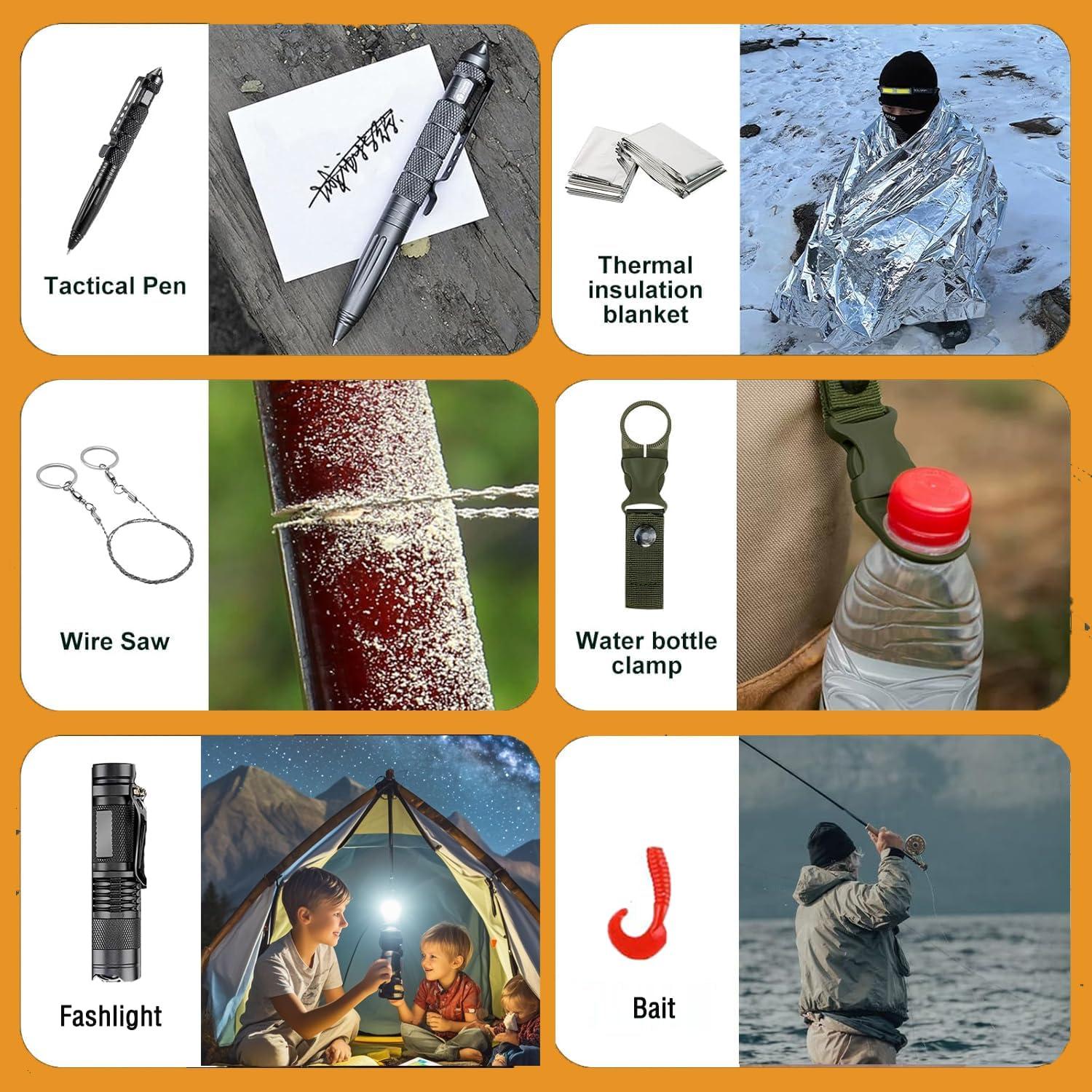 Kit de Supervivencia 13 en 1 ASSABER para Camping y Senderismo