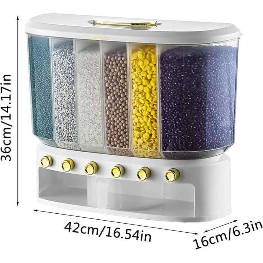 Dispensador de Granos Montado en Pared NEWCES 6 Compartimentos