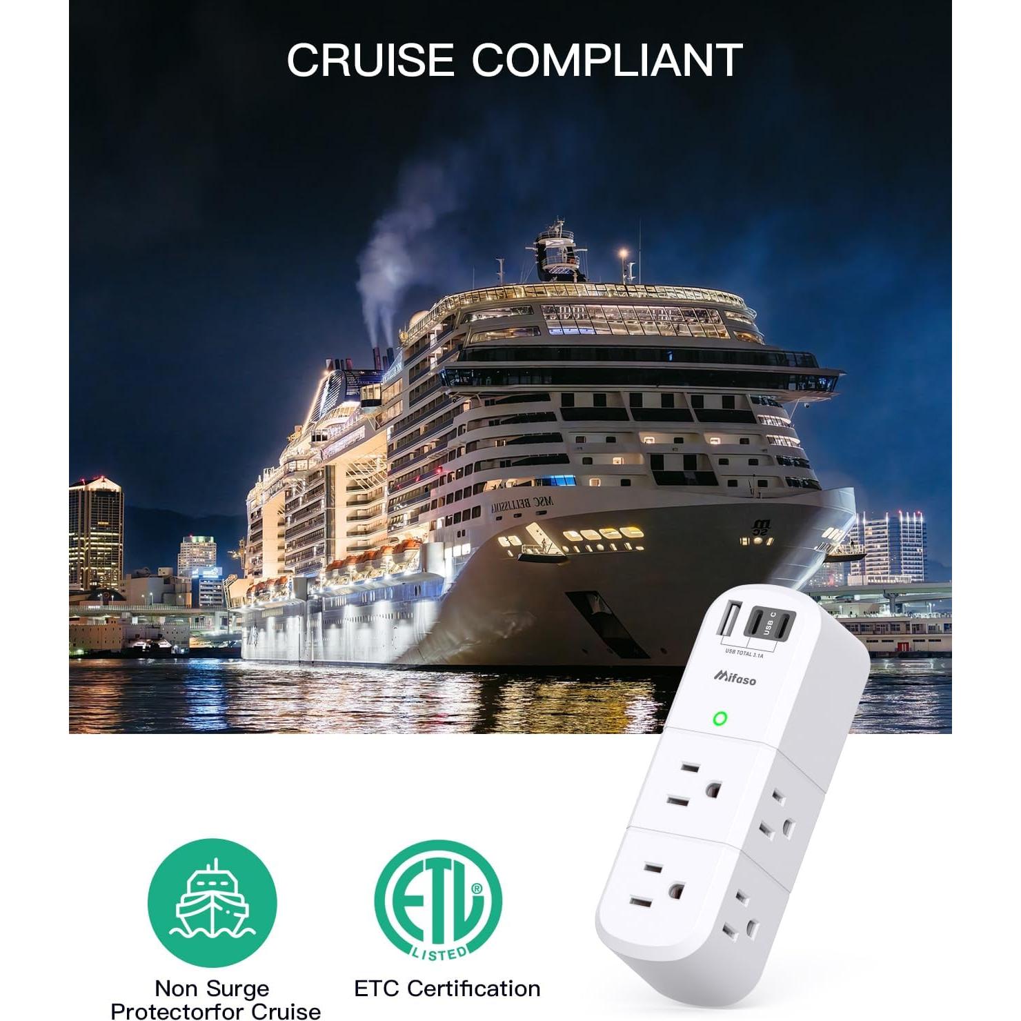 Extensor de Enchufe Rotatorio MIFASOPOWER 6 Salidas CA y 3 USB