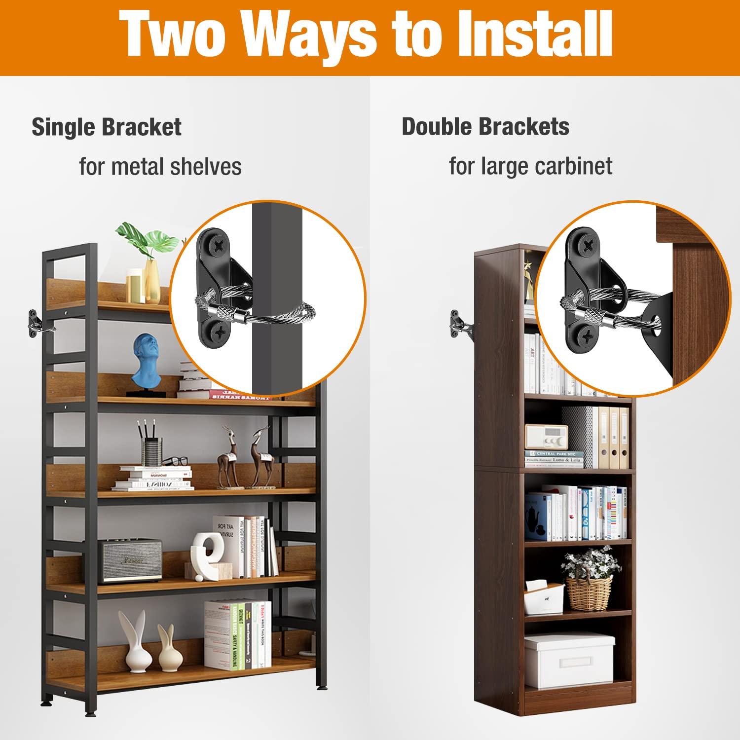 Anclajes Antivuelco para Muebles Negro - 10 Paquetes de Seguridad