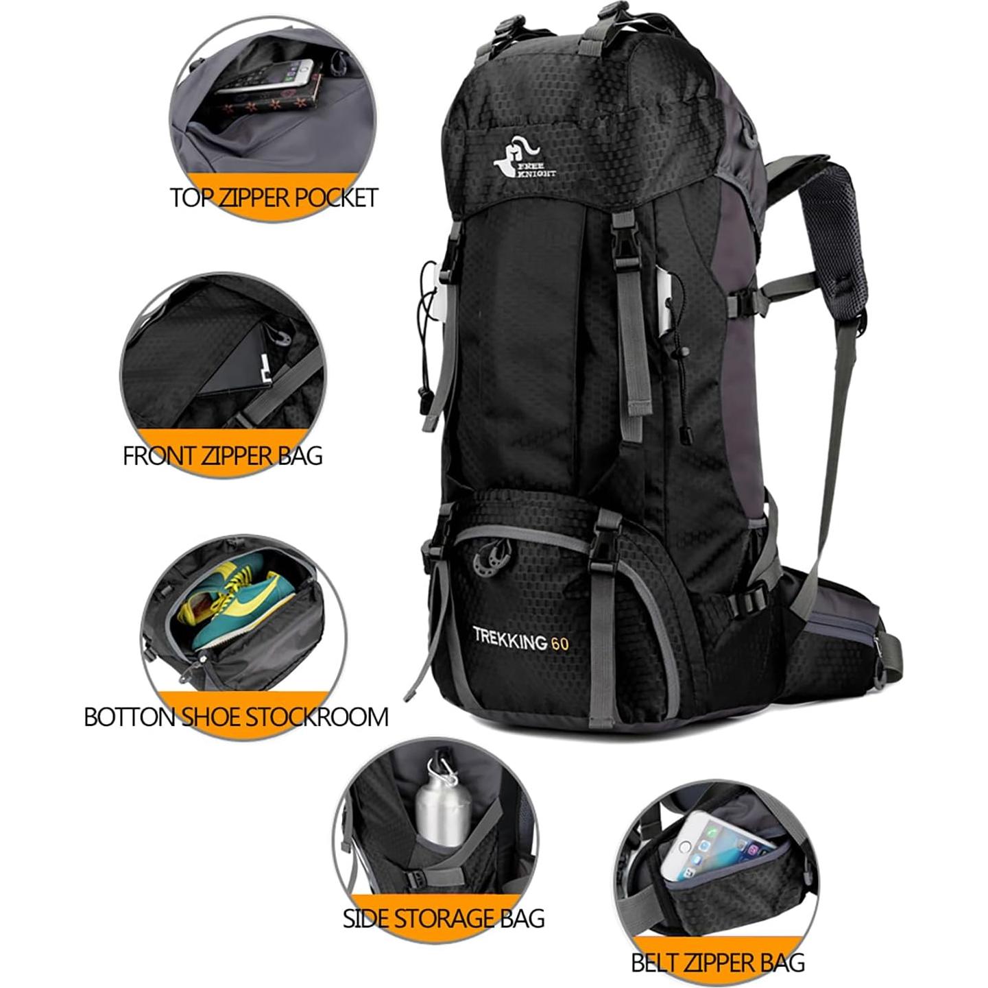 Mochila de senderismo Bseash 60L impermeable con cubierta