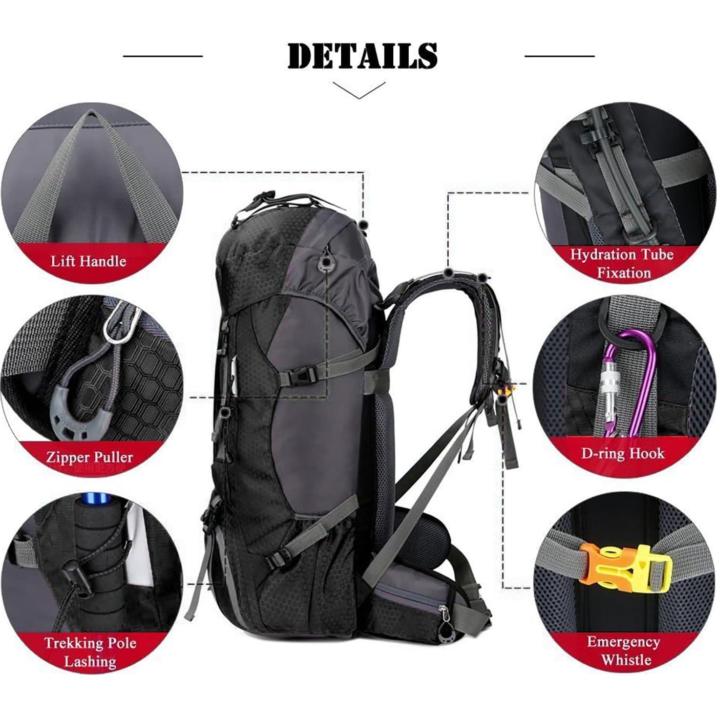 Mochila de senderismo Bseash 60L impermeable con cubierta