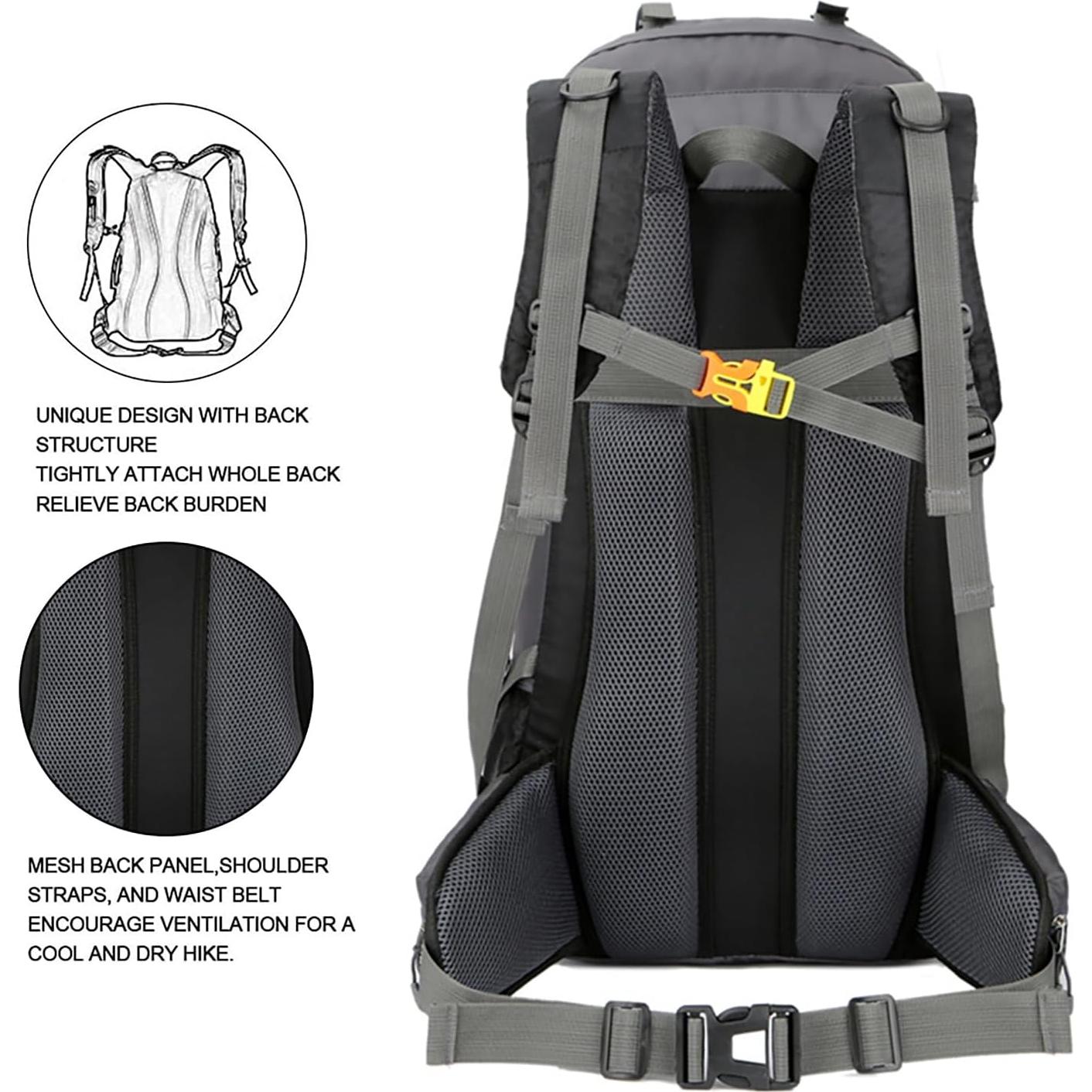 Mochila de senderismo Bseash 60L impermeable con cubierta