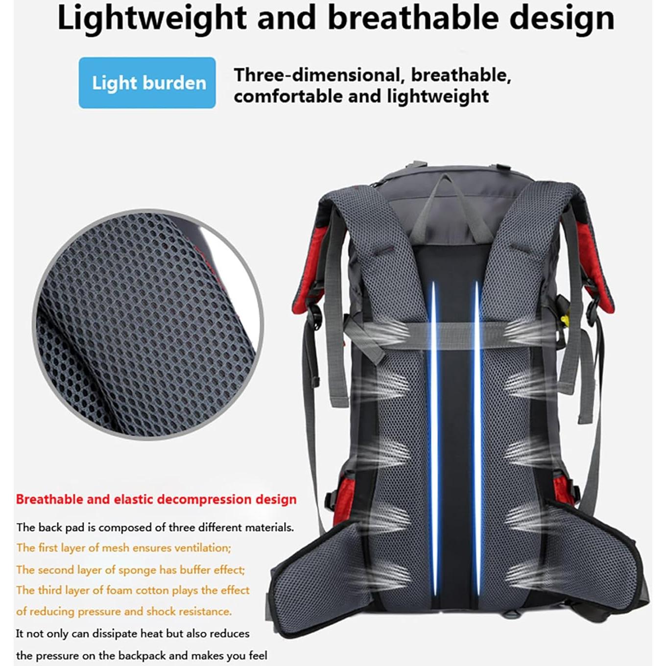 Mochila de senderismo Bseash 60L impermeable con cubierta