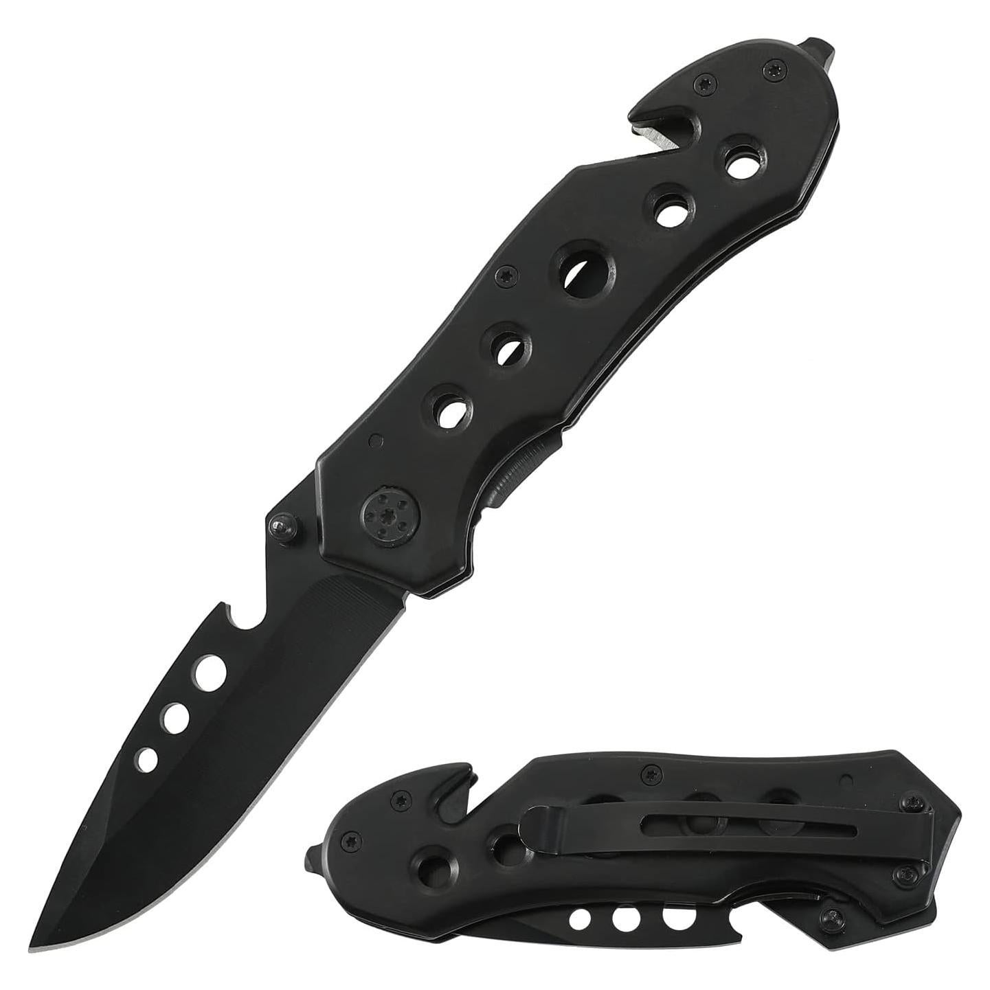 Cuchillo de bolsillo plegable Hotpoint EDC negro multifuncional