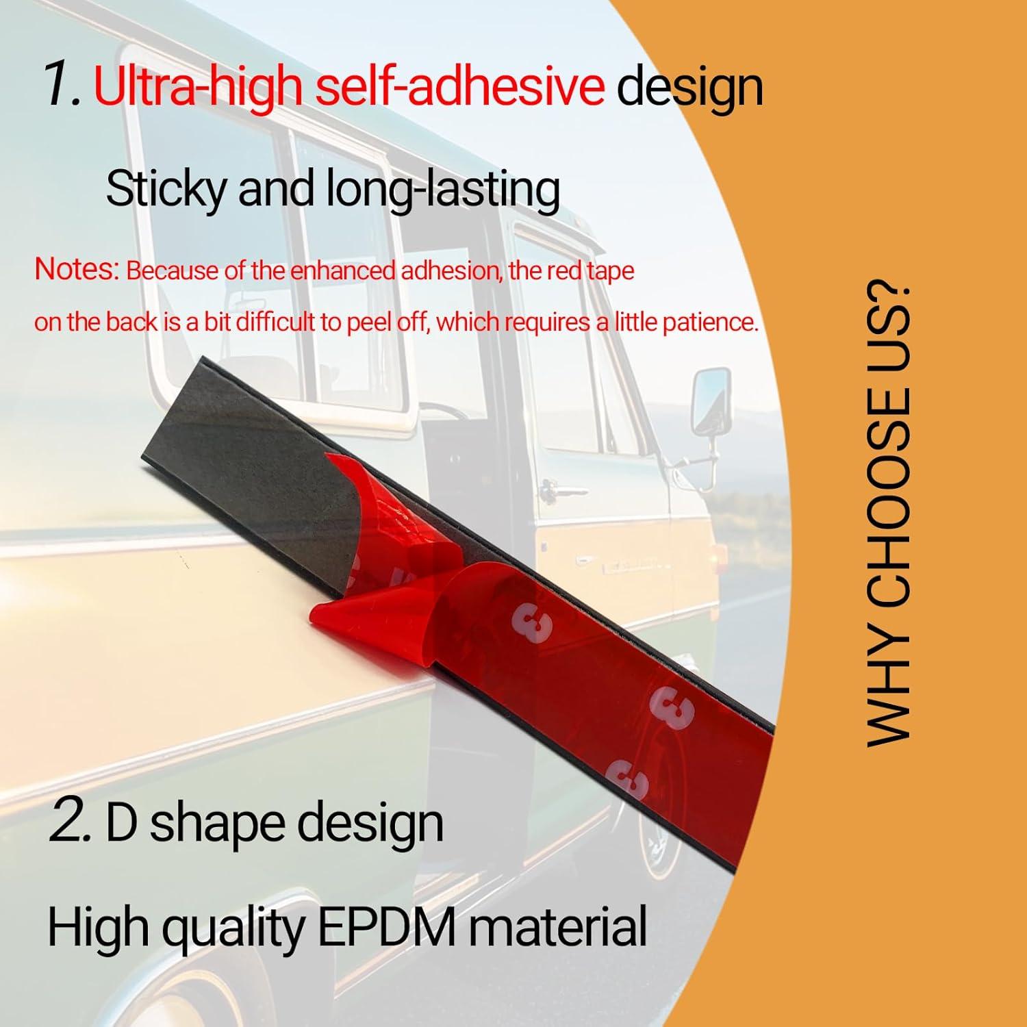 Tira de sellado de goma EPDM PACIXU 6.1m 1.9cm x 1.1cm