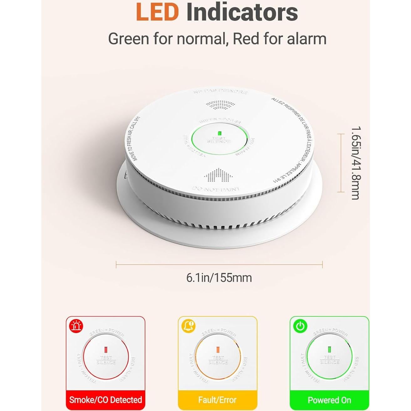 Detector de Humo Jemay GS886-H04, Batería de 10 Años