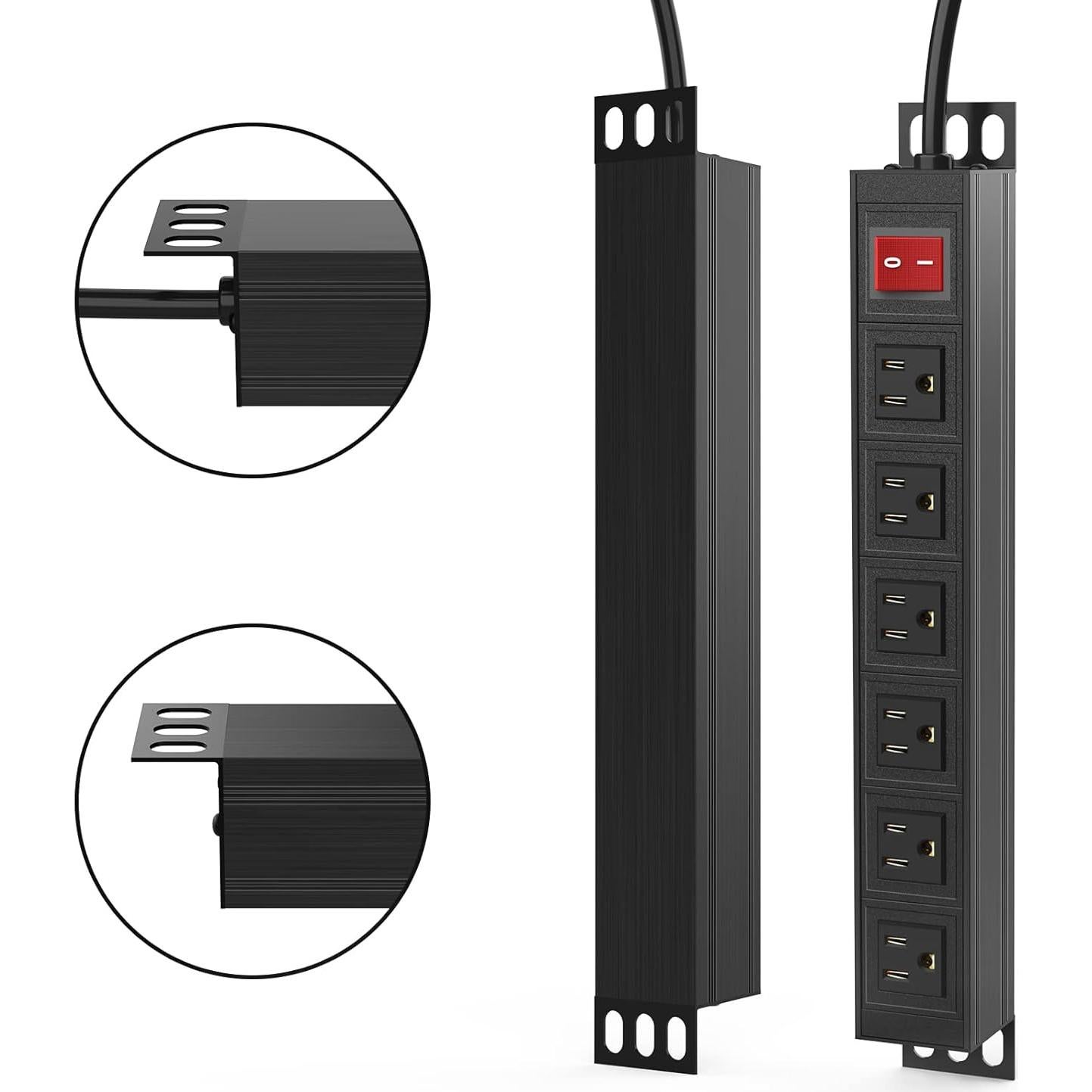 Regleta de 6 Salidas BTU Metal Montable 1.83m 15A 125V