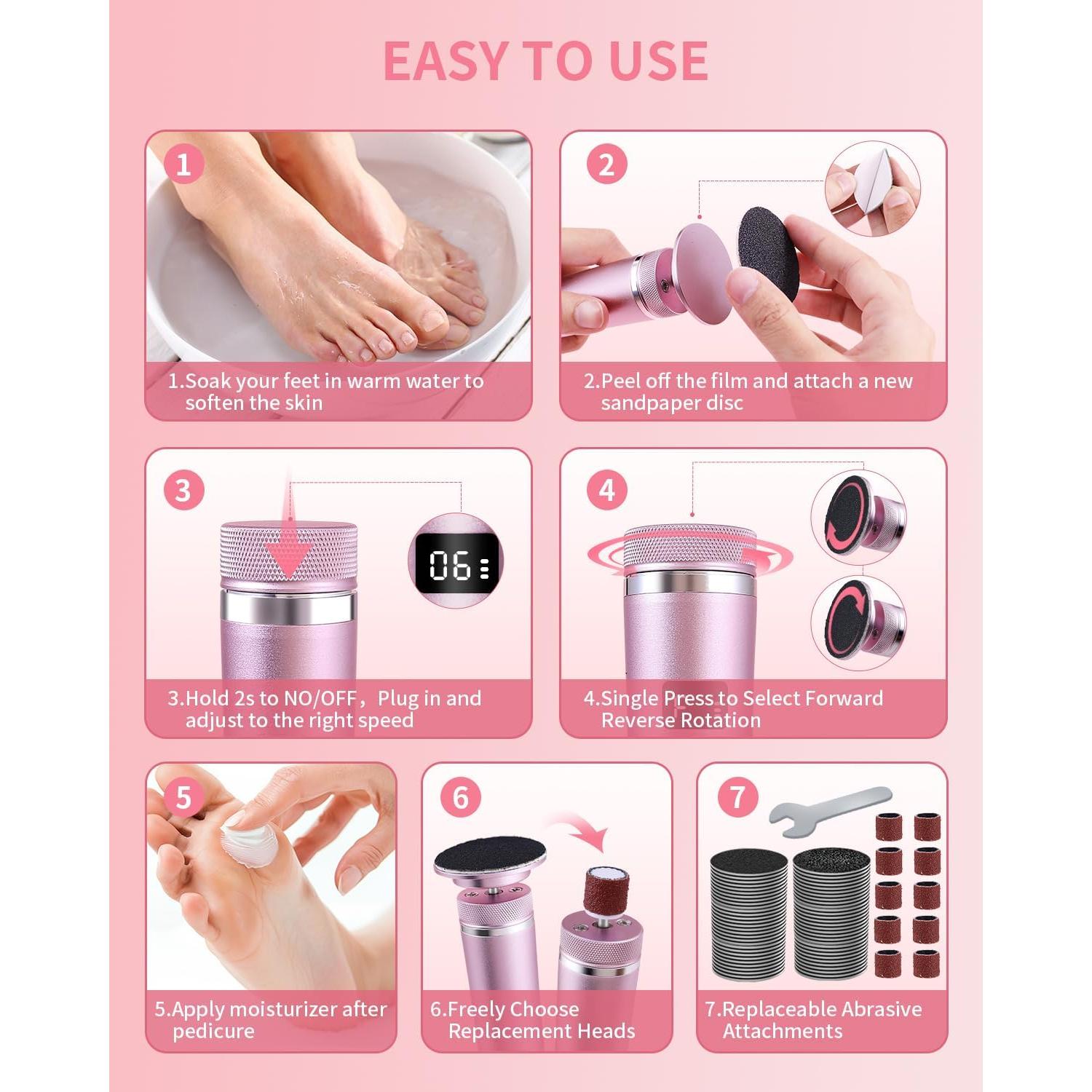 Removedor de Callos Eléctrico Tohecu MY-101 Rosa 12 Velocidades