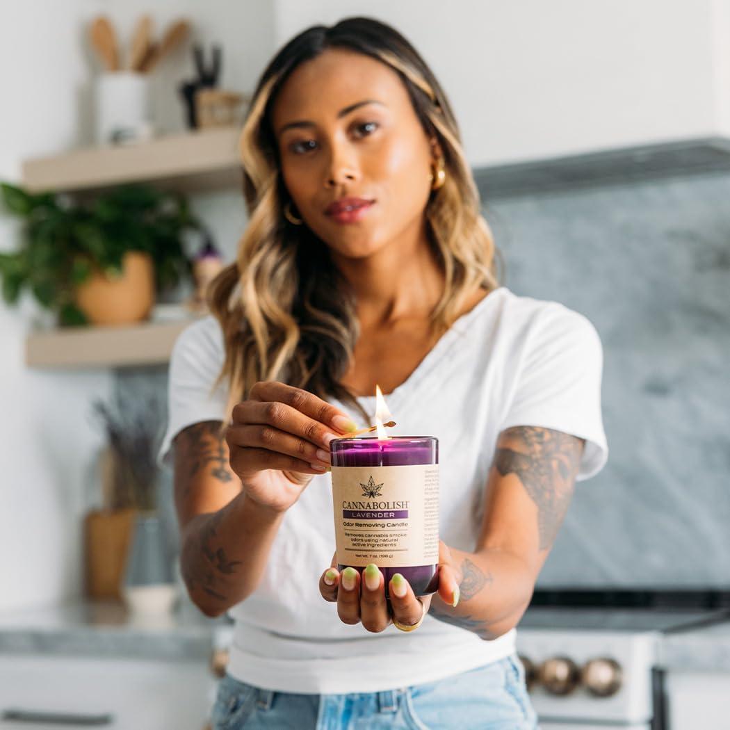 Vela Eliminadora de Olores a Humo Cannabolish Lavanda 198 g