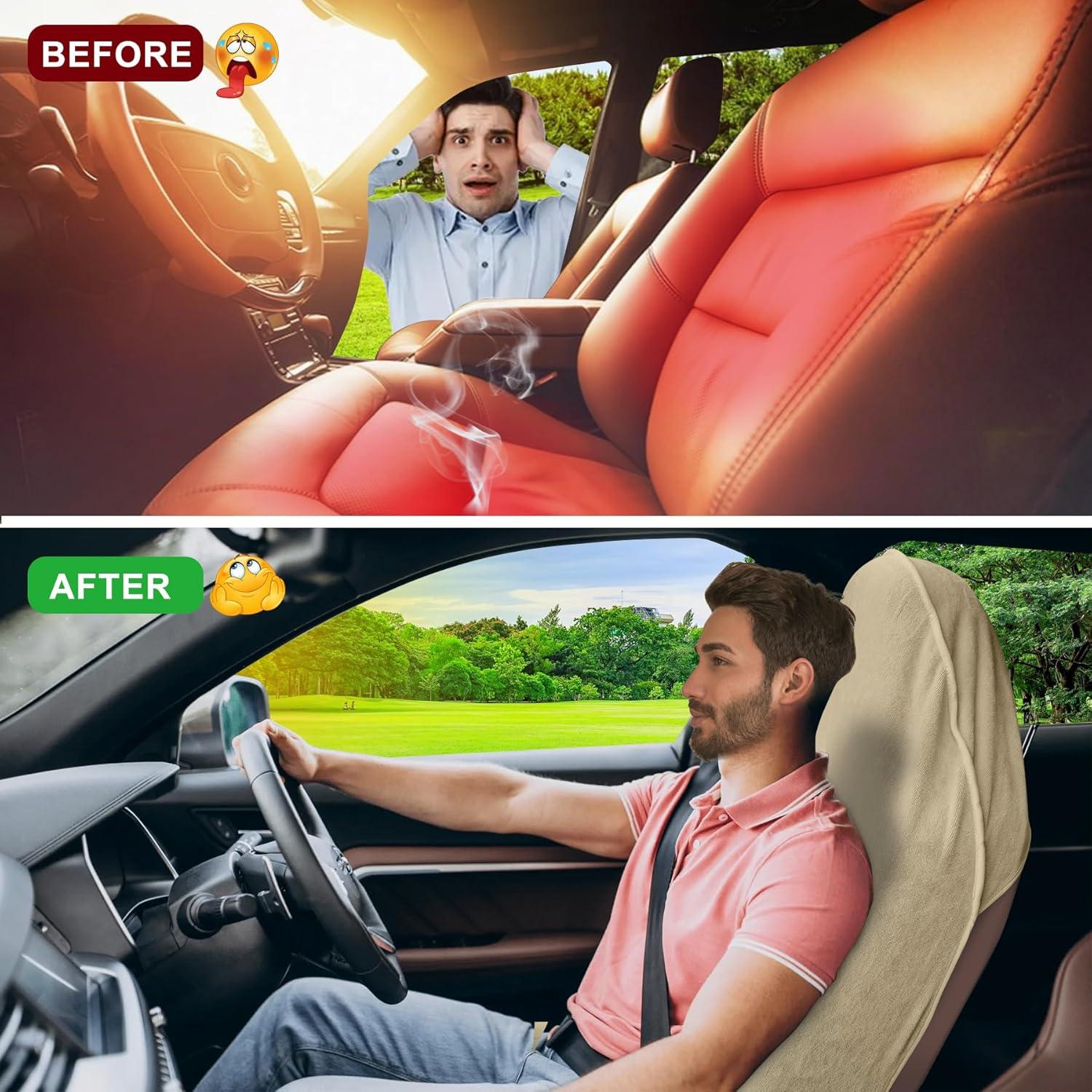 Funda de Toalla para Asiento de Coche CORTHENA Beige 2 Paquete