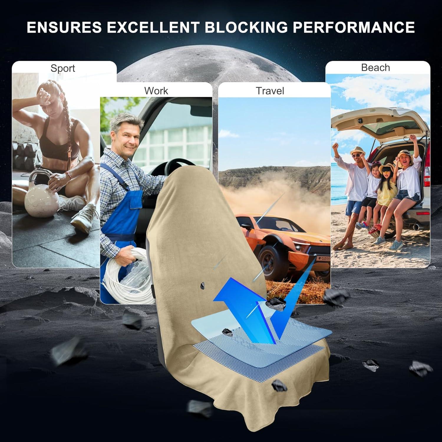 Funda de Toalla para Asiento de Coche CORTHENA Beige 2 Paquete