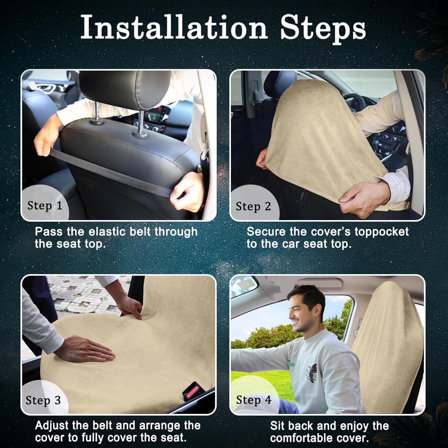 Funda de Toalla para Asiento de Coche CORTHENA Beige 2 Paquete