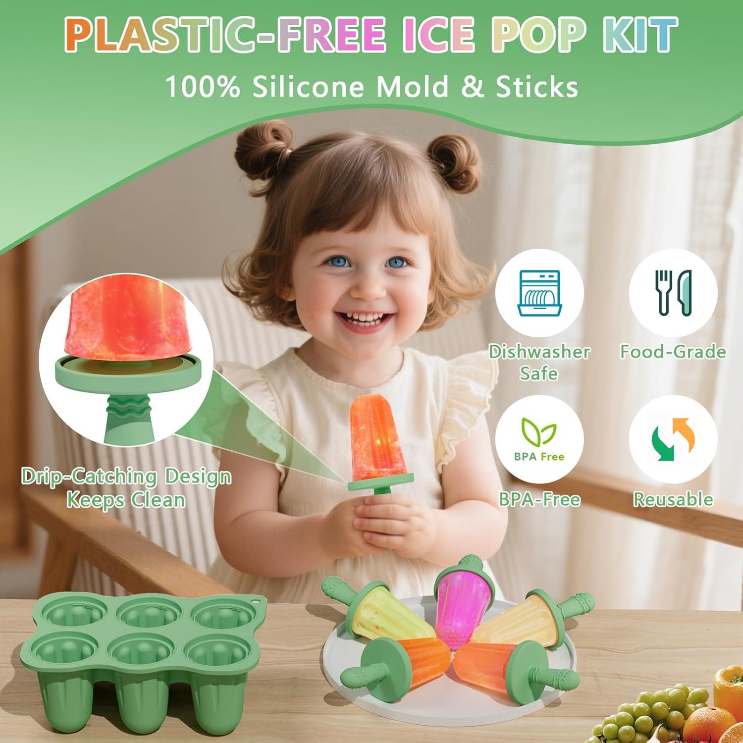 Moldes de Paletas de Silicona btrfe 6 Cavidades 60ml Verde