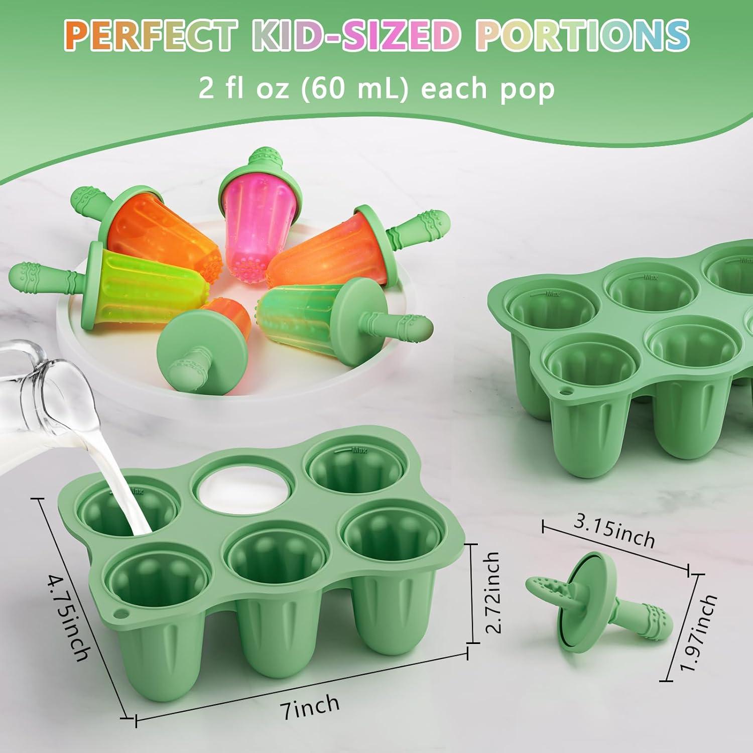 Moldes de Paletas de Silicona btrfe 6 Cavidades 60ml Verde