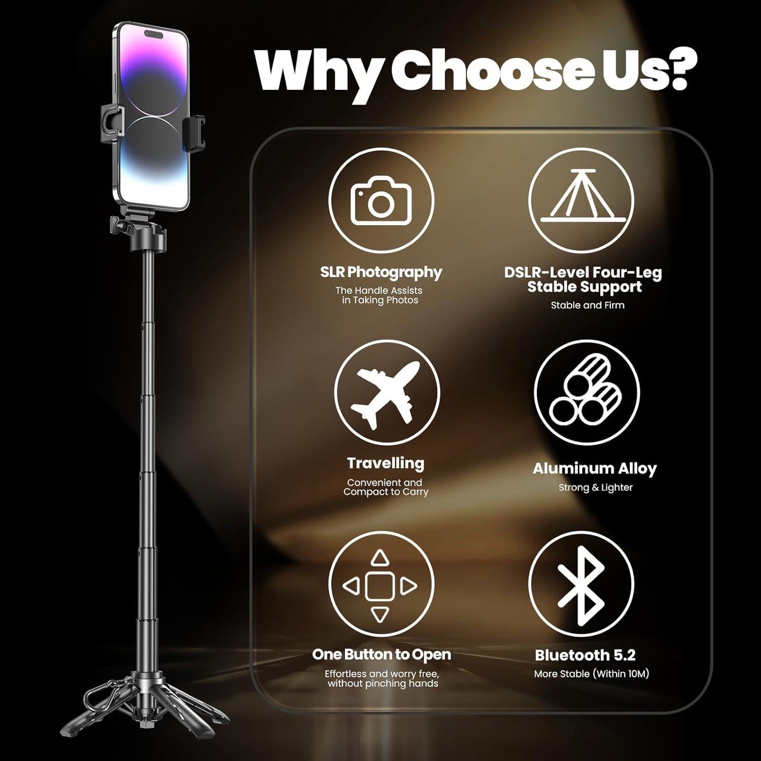 Mini Trípode Selfie Stick YXYaoZhengYiGeYi 41.5cm con Control Remoto