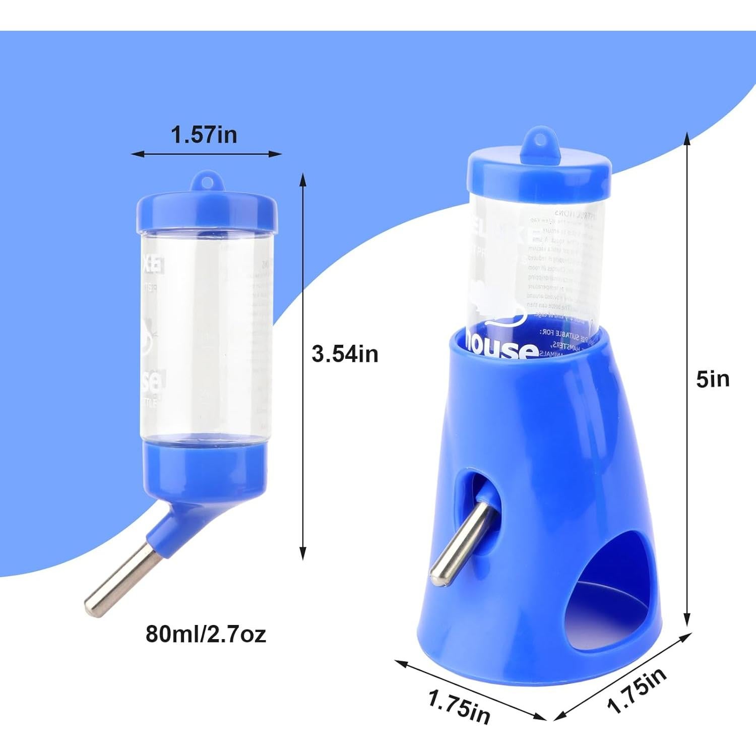 Botella de Agua Hypeety 80ml para Hámster Automática Azul