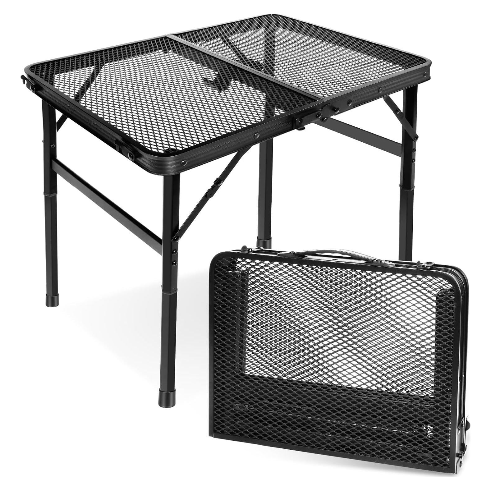 Mesa Plegable E EASTSTORM 2Ft Negra Ajustable para Camping