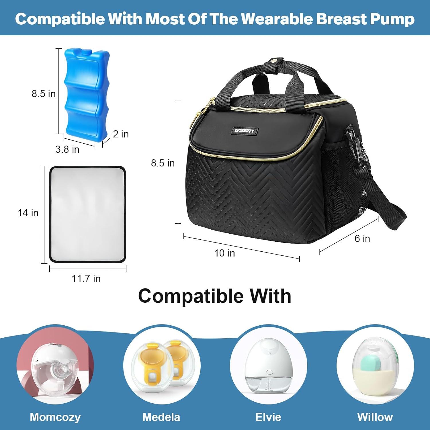 Bolsa Térmica Extractor de Leche Materna Negra - Compatible con Medela, Elvie, Momcozy